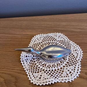 Vintage Silver Toned Bird Figurine - Decorative Accent